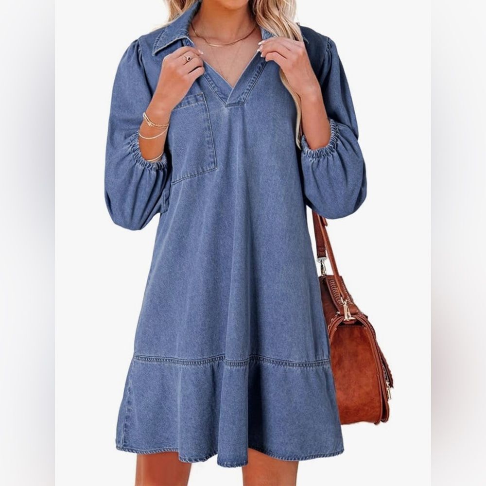 Dokotoo Denim Casual Babydoll Dress Blue 2XL NWT IN PACKAGE